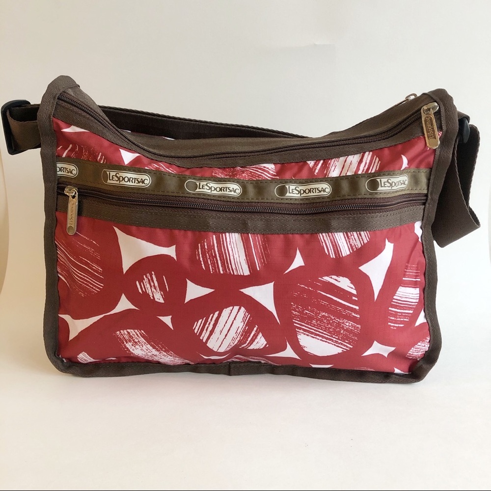 LeSportSac Abstract Red Circle Hobo Bag EUC